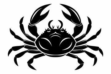 crab silhouette line art vector illustration with a white background