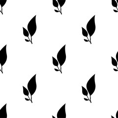 tea leaves pattern background. green leaves vector pattern background. Green tea leaf seamless pattern. silhouette leaf background.