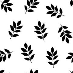 tea leaves pattern background. green leaves vector pattern background. Green tea leaf seamless pattern. silhouette leaf background.