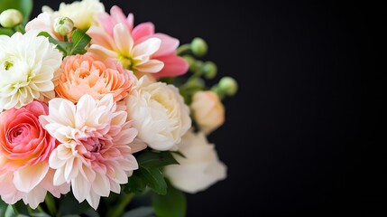 Fototapeta premium Elegant Mixed Pastel Flower Bouquet Against Dark Background : Generative AI