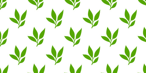 tea leaves pattern background. green leaves vector pattern background. Green tea leaf seamless pattern. silhouette leaf background.