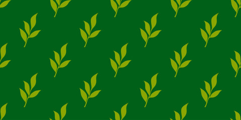 tea leaves pattern background. green leaves vector pattern background. Green tea leaf seamless pattern. silhouette leaf background.