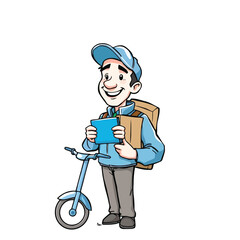 A smiling young delivery man Cartoon Vector Illustration isolated on a white background