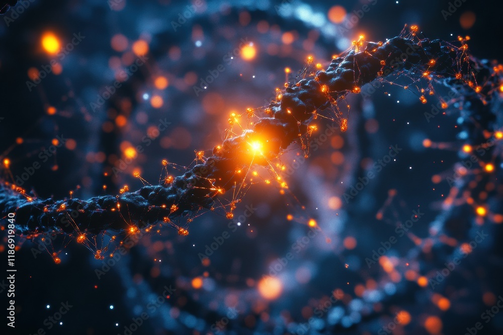 Aufkleber detailed 3d visualization showcasing virus structure with glowing molecular components and rna stran