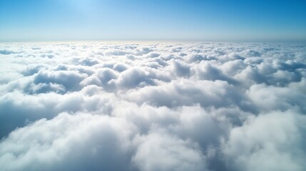 Fototapeta premium Stunning Aerial View of Bright Fluffy Clouds in Blue Sky : Generative AI