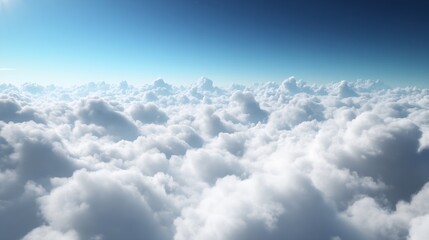 Soothing Blue Sky with Fluffy White Clouds Cloudscape for Relaxation : Generative AI