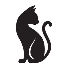 black cat silhouette vector icon illustration on white background