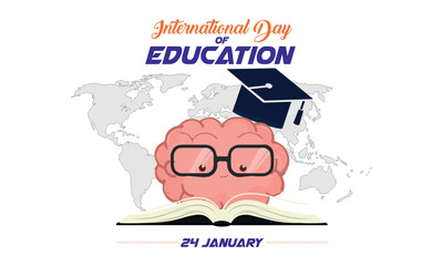 international day of education creative banner, poster, social media post, postcard, background, backdrop, template, greetings card design etc. international education day.