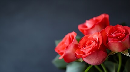 Vibrant Red Roses on Dark Background Perfect for Romantic Occasions and Floral Arrangements : Generative AI
