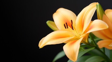 Obraz premium Vibrant Orange Lily Flower CloseUp on Dark Background for Nature Lovers : Generative AI