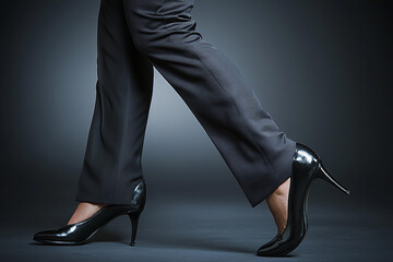 Confident woman in classic pantsuit
