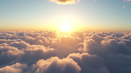 Magnificent Sunrise Over Clouds Creating a Tranquil and Inspiring Atmosphere in the Sky : Generative AI