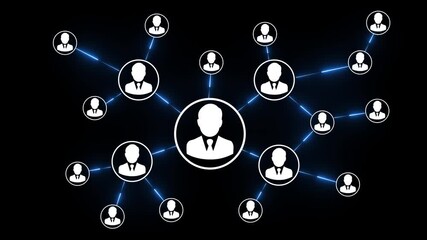 Motion graphic of Blue technology icon network connection abstract background  animation people on the internet, social network  Beautiful Animation Spinning Earth with City Lights and Connections - Powered by Adobe