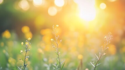 Fototapeta premium Beautiful Golden Hour Blossoms in a Sunlit Meadow Capturing Essence of Springtime : Generative AI