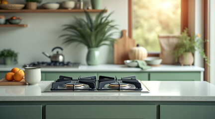 modern built- gas cooktop a contemporary kitchen setting