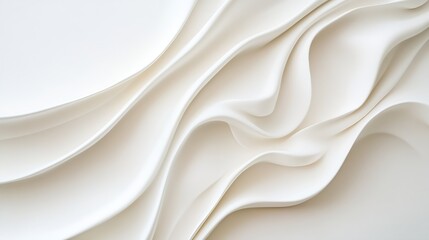 Abstract Minimalistic White Textured Fabric with Flowing Waves Design for Artistic Backgrounds : Generative AI