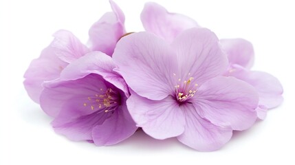 Closeup of Delicate and Beautiful Light Pink Flowers on a White Background : Generative AI