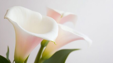 Delicate Pink and White Calla Lilies with Softly Blurred Background Easy on the Eyes : Generative AI