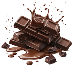 chocolate pieces on white