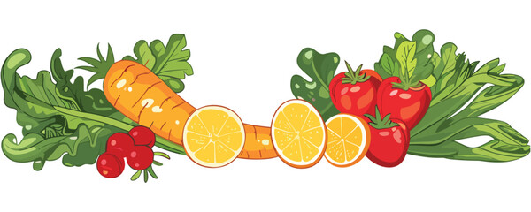 elegant illustration of vegetables and fruits
