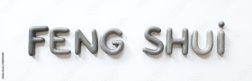 Aufkleber a minimalist text made from stones is isolated against a plain white background in this feng shui de