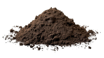 Small pile of earth on a white background.
