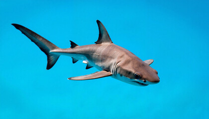 Graceful blacktip shark swimming in clear blue water, ocean beauty