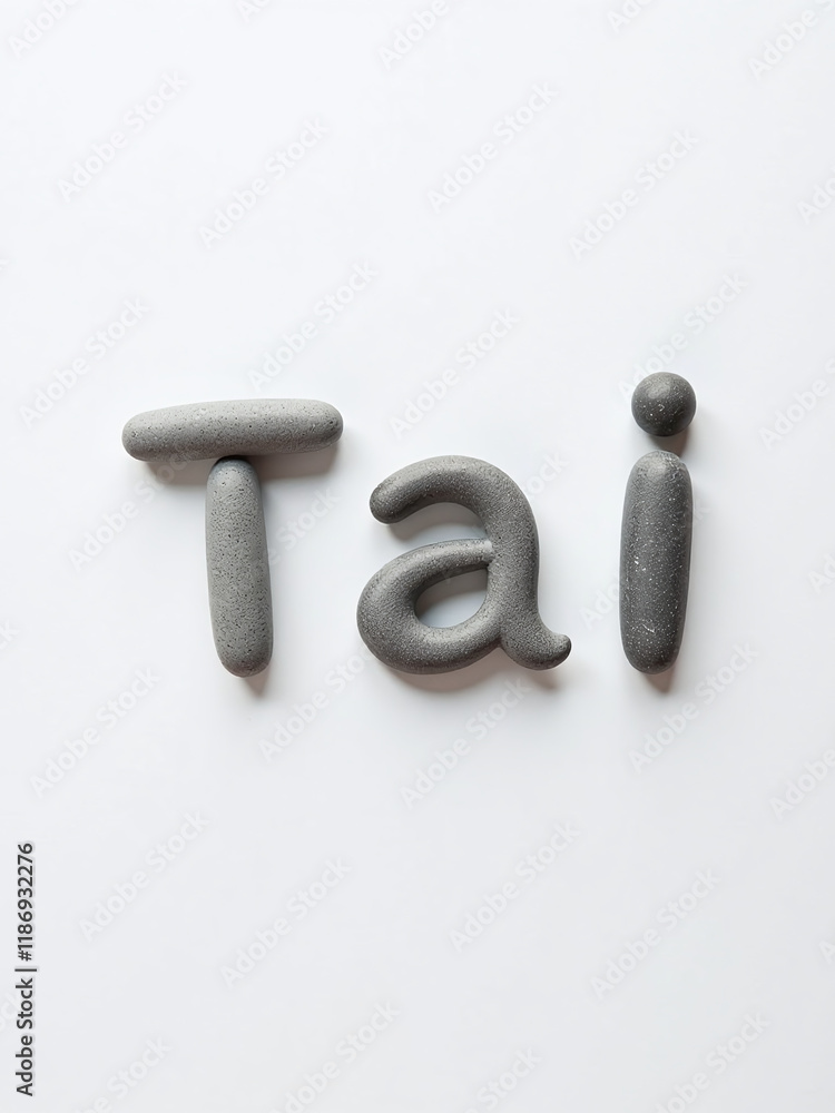Poster A Minimalist Image Features A Tai Chi Text Made Out Of Stones, Isolated Against A White Background In Simplicity. 00003