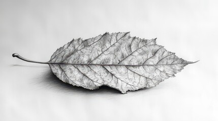 Single dried leaf isolated on white background.