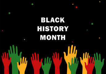 Black History Month. African-American history, heritage. Poster, greeting card, banner, background. African colors black, red, yellow, green. Black History Month