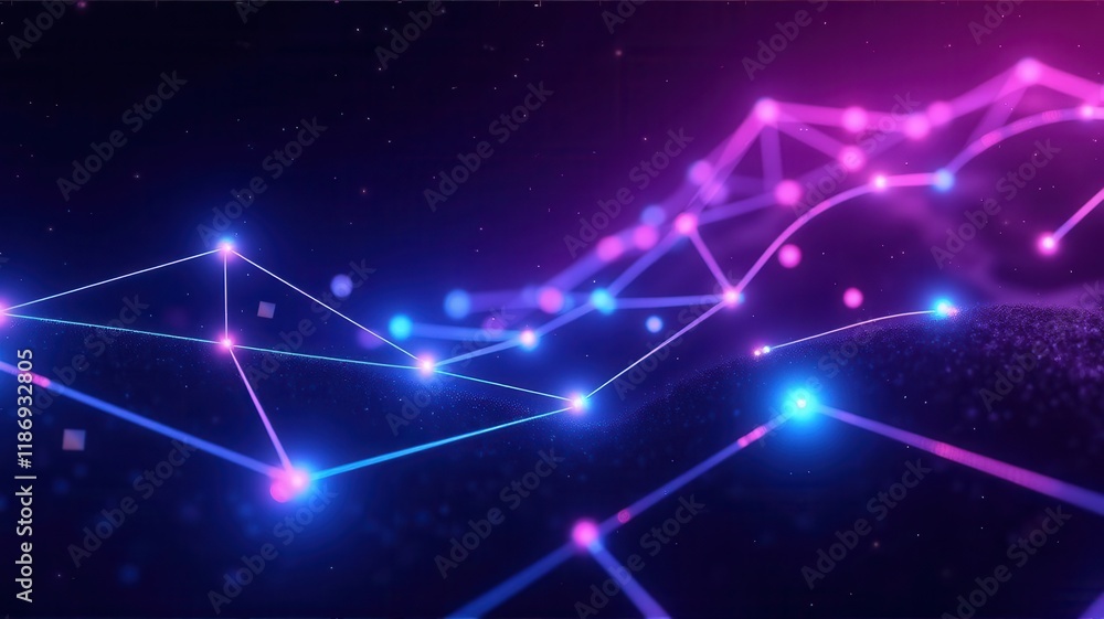 Poster abstract visualization of ai neural network with vibrant lights and dynamic connections in a futuris