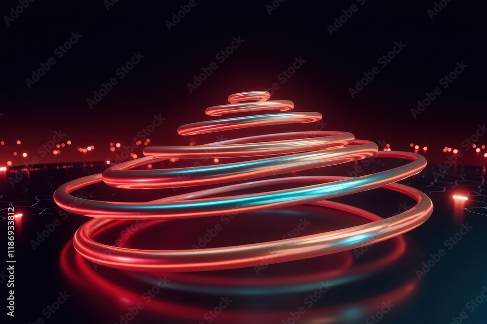 Poster vibrant laser rings illuminating a dark background with a futuristic feel, creating an abstract visu