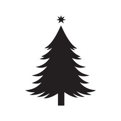 Obraz premium A simple black silhouette of a Christmas tree with a star on top