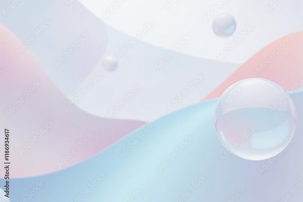 Poster soft colorful abstract background featuring bubbles and flowing waves for modern business designs an