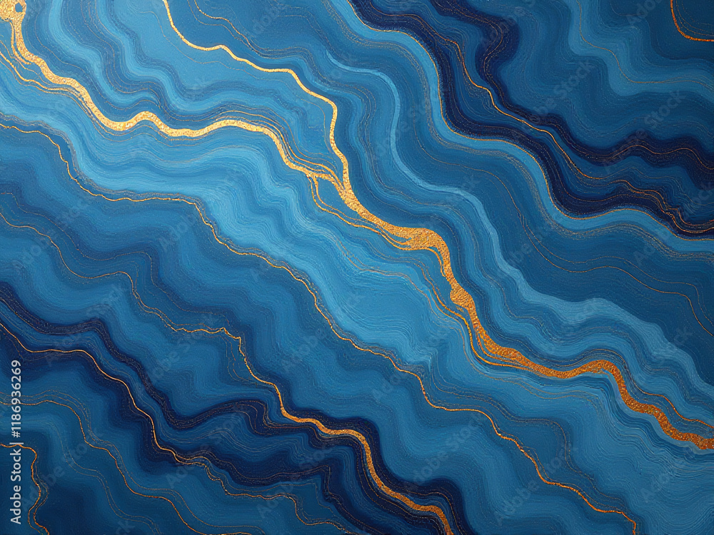 Poster A Marble Texture With Blue And Gold Veins Serves As A Unique Background Created Using An Artificial Intelligence Generative Process. 00003