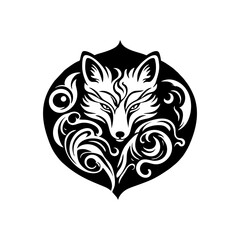 abstract black and white background with fox vector