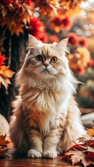 Persian cat sitting on natural forest background