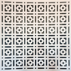 Gypsum geometric shapes in interior. Geometric design. Beautiful ornament background close-up....