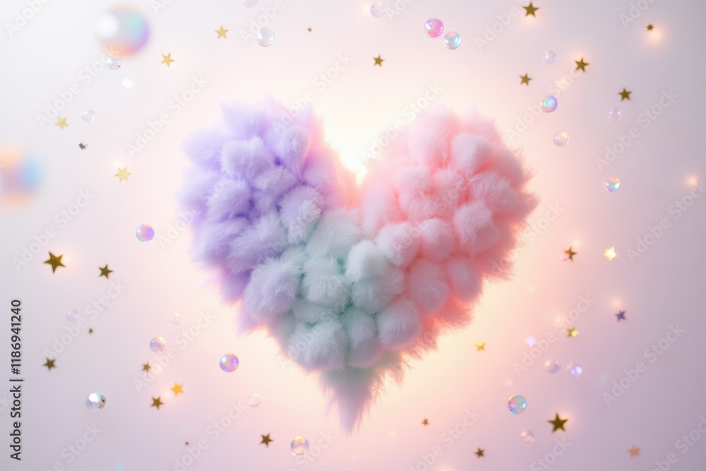 Aufkleber soft and colorful heart-shaped candy glow with sparkling elements creating a dreamy and whimsical at