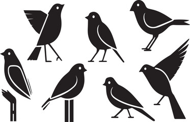 set of birds silhouettes