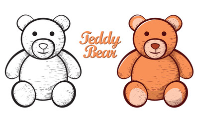teddy bear hand drawn engrave style vector art icon
