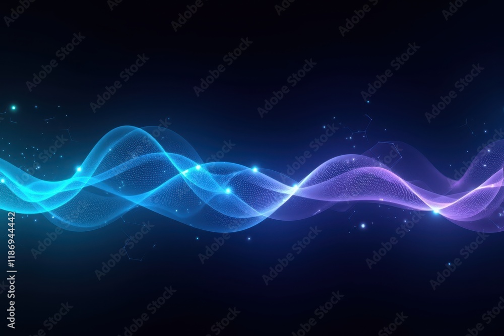 Aufkleber abstract representation of energy waves in blue and purple colors with a futuristic glow and dynamic