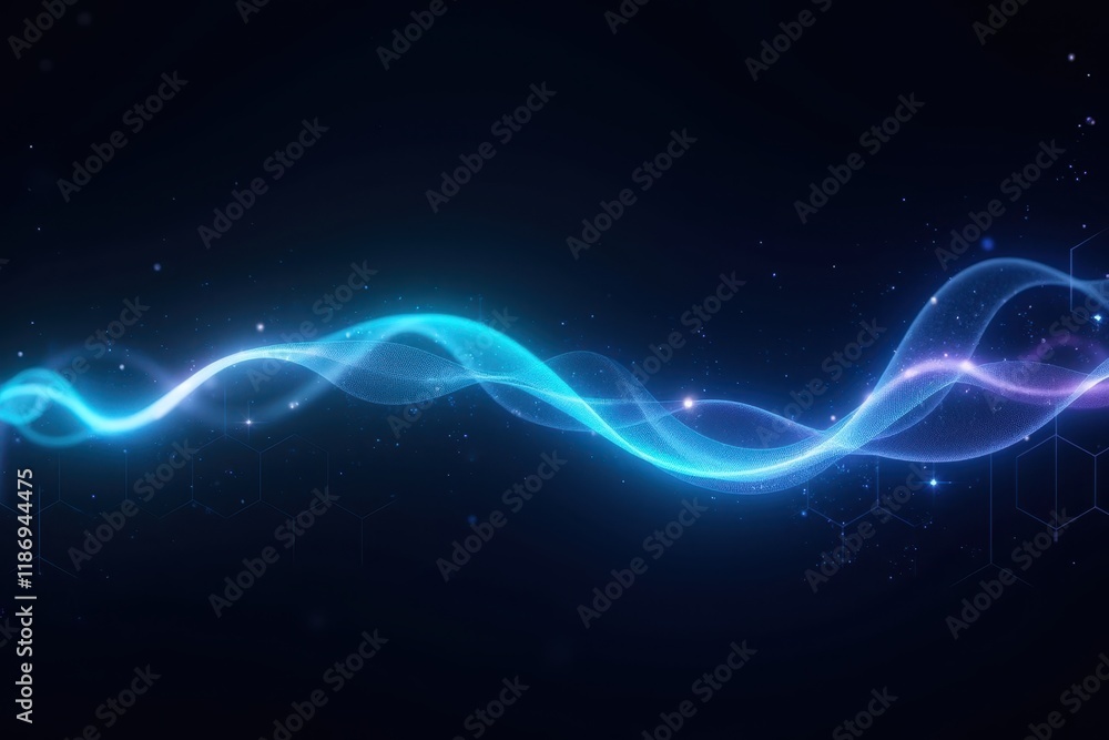 Poster abstract representation of energy waves with bright colors and dynamic motion in a dark background i