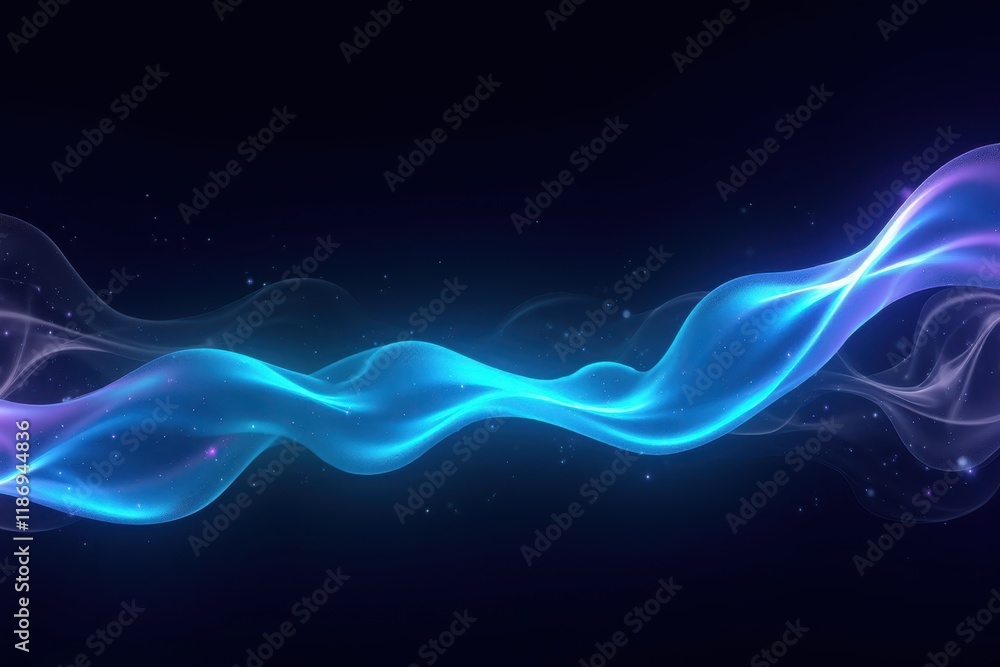 Poster abstract representation of dynamic energy waves in luminous colors, showcasing fluid motion and ethe