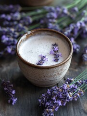 Milk and Flowers on Table