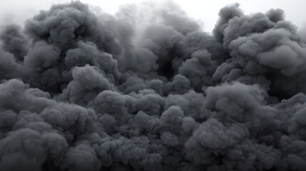 Mysterious Grey Smoke in Various Shades on Black Background