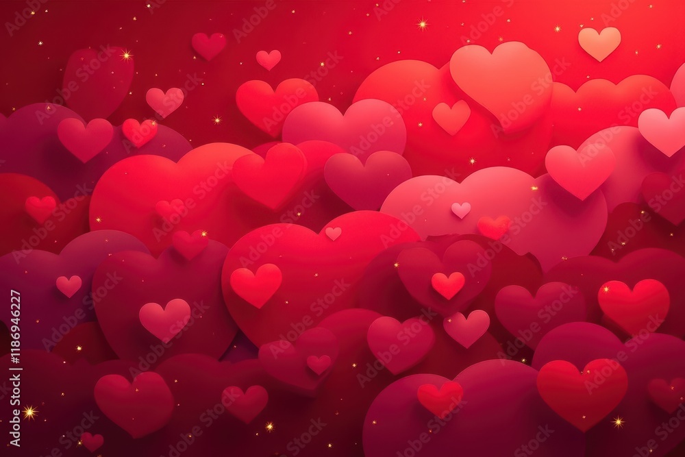 Aufkleber abstract heart wave design with soft red tones and floating hearts creating a romantic atmosphere fo