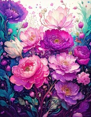 花柄装飾, 装飾デザイン, 優雅なパターン, ゴールドアート, フローラルモチーフ, スタイライズされた花, クラシック装飾