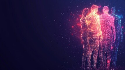 Celebrating diversity and unity among men with glowing figures and cheerful characters for International Men's Day