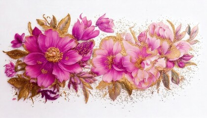 花柄装飾, 装飾デザイン, 優雅なパターン, ゴールドアート, フローラルモチーフ, スタイライズされた花, クラシック装飾